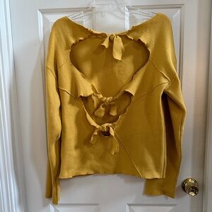 Poof Stylish Mustard Sweater with Back Bow Details